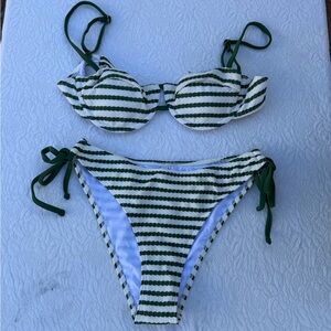 Samiol Chic Striped Green and White Bikini M B01